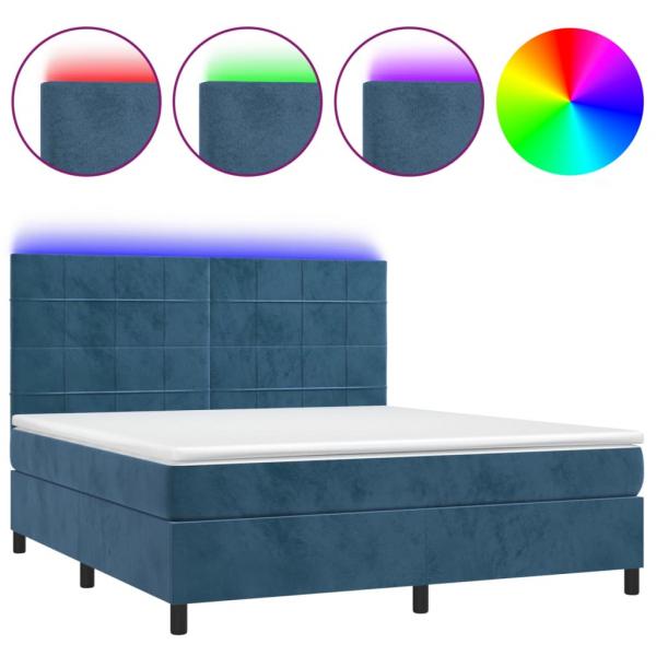 Boxspringbett mit Matratze & LED Dunkelblau 160x200 cm Samt