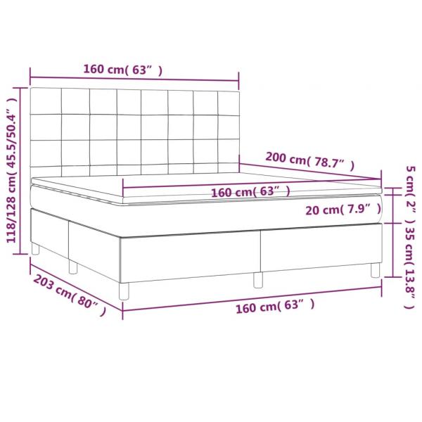 Boxspringbett mit Matratze Hellgrau 160x200 cm Samt