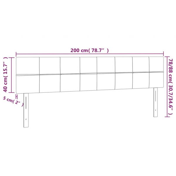 LED Kopfteil Dunkelbraun 200x5x78/88 cm Stoff