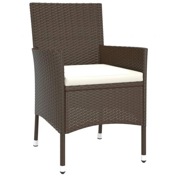 3-tlg. Garten-Bistro-Set mit Kissen Braun Poly Rattan