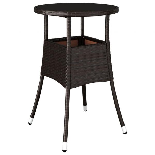 3-tlg. Garten-Bistro-Set mit Kissen Braun Poly Rattan