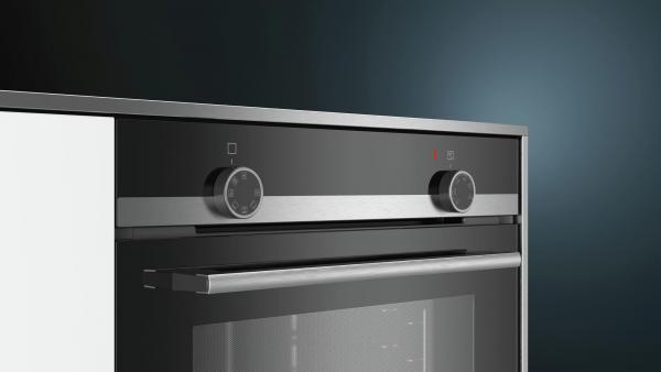 Siemens HB510ABR1 iQ100 EEK: A Einbaubackofen, 60 cm breit, 71l, Schnellaufheizung, 3D-Heißluft, Edelstahl