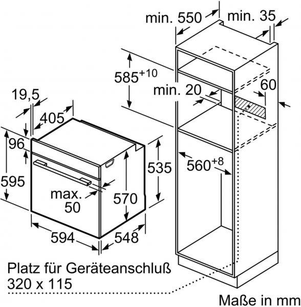 Siemens HB510ABR1 iQ100 EEK: A Einbaubackofen, 60 cm breit, 71l, Schnellaufheizung, 3D-Heißluft, Edelstahl