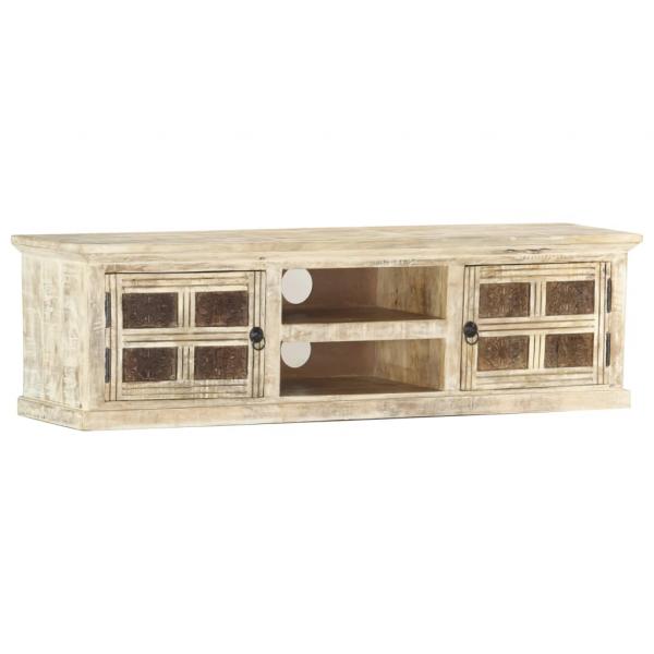 ARDEBO.de - TV-Schrank Weiß 130×30×36 cm Massivholz Mango