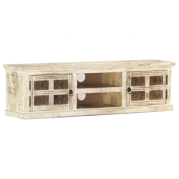 TV-Schrank Weiß 130×30×36 cm Massivholz Mango