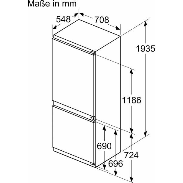 Neff KB7962FE0 N 50 Einbau Kühl-Gefrierkombination, 70,8 cm breit, 383L, NoFrost, Festtürtechnik, LED Beleuchtung, Home Connect