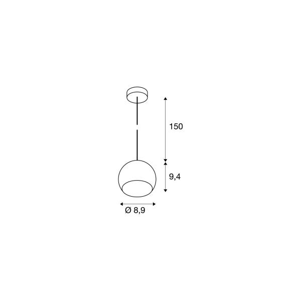 SLV LIGHT EYE BALL Pendelleuchte, GU10, schwarz, inkl. Deckenrosette, 6W (133490)