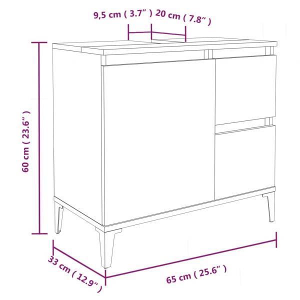 Badschrank Schwarz 65x33x60 cm Holzwerkstoff