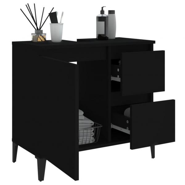 Badschrank Schwarz 65x33x60 cm Holzwerkstoff