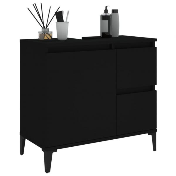 Badschrank Schwarz 65x33x60 cm Holzwerkstoff