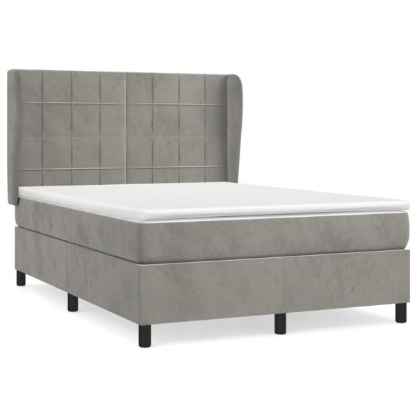 Boxspringbett mit Matratze Hellgrau 140x200 cm Samt