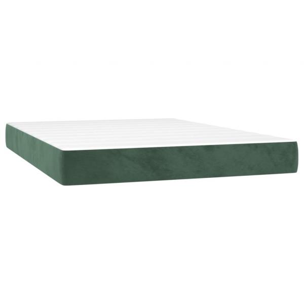 Boxspringbett mit Matratze & LED Dunkelgrün 140x190 cm Samt