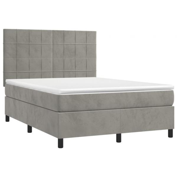 Boxspringbett mit Matratze Hellgrau 140x200 cm Samt