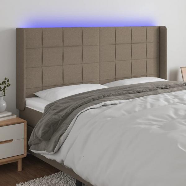 ARDEBO.de - LED Kopfteil Taupe 163x16x118/128 cm Stoff