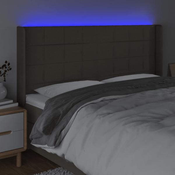 LED Kopfteil Taupe 183x16x118/128 cm Stoff