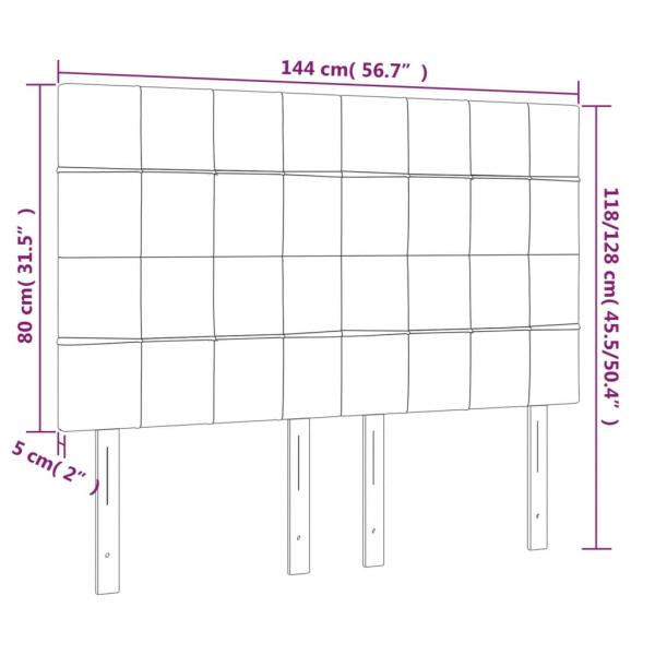 LED Kopfteil Hellgrau 144x5x118/128 cm Samt