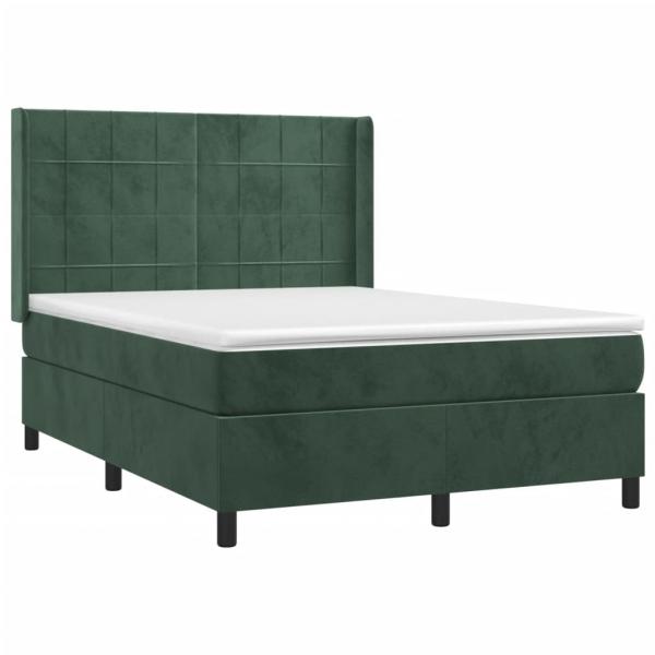 Boxspringbett mit Matratze Dunkelgrün 140x190 cm Samt