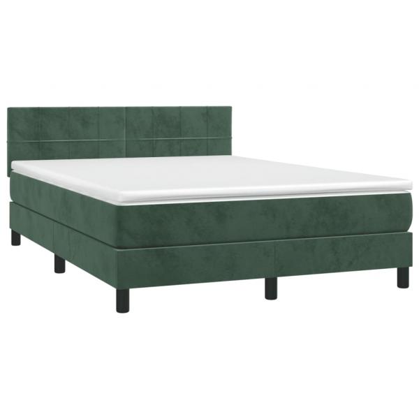 Boxspringbett mit Matratze Dunkelgrün 140x190 cm Samt