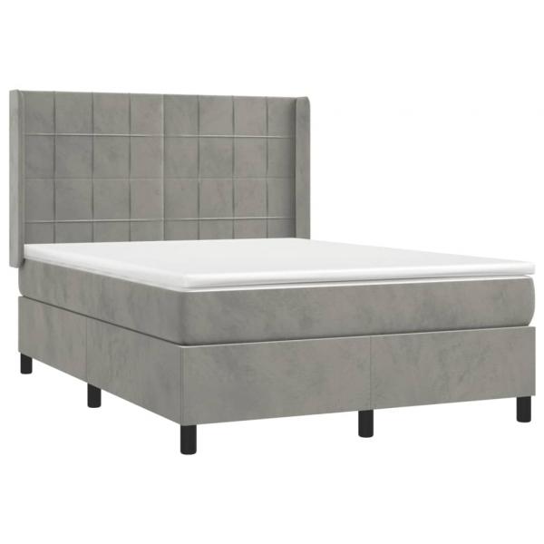 Boxspringbett mit Matratze Hellgrau 140x190 cm Samt