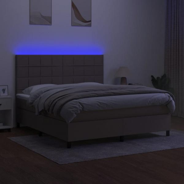 Boxspringbett mit Matratze & LED Taupe 180x200 cm Stoff