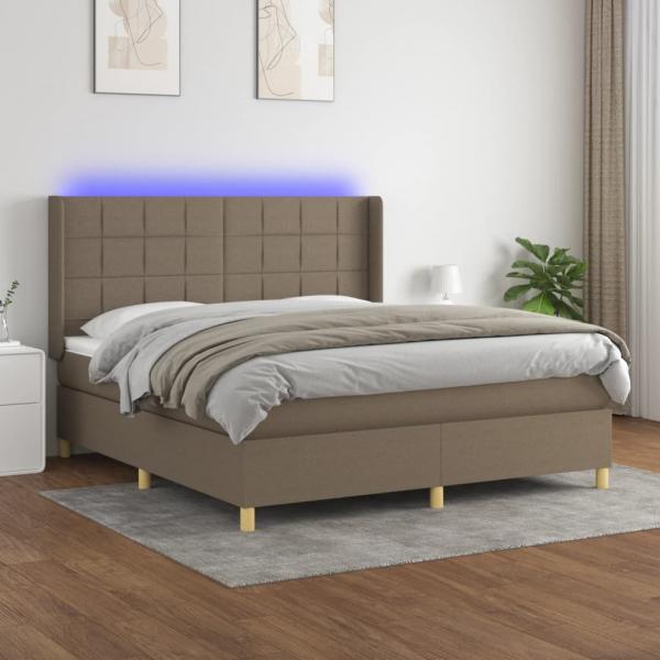 ARDEBO.de - Boxspringbett mit Matratze & LED Taupe 180x200 cm Stoff