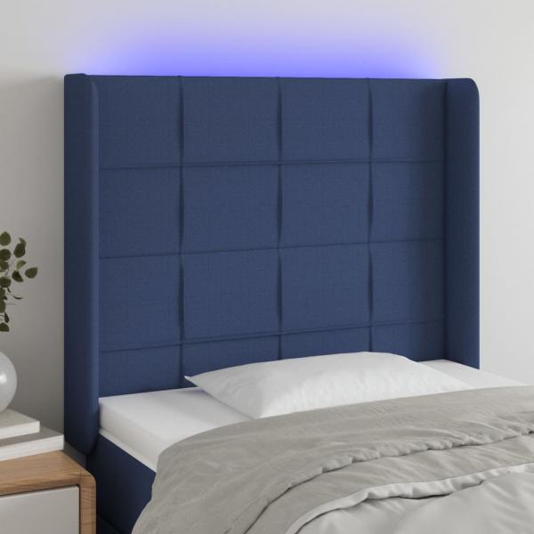 ARDEBO.de - LED Kopfteil Blau 103x16x118/128 cm Stoff