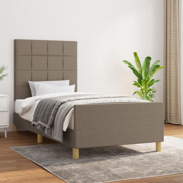 ARDEBO.de - Bettgestell mit Kopfteil Taupe 90x190 cm Stoff