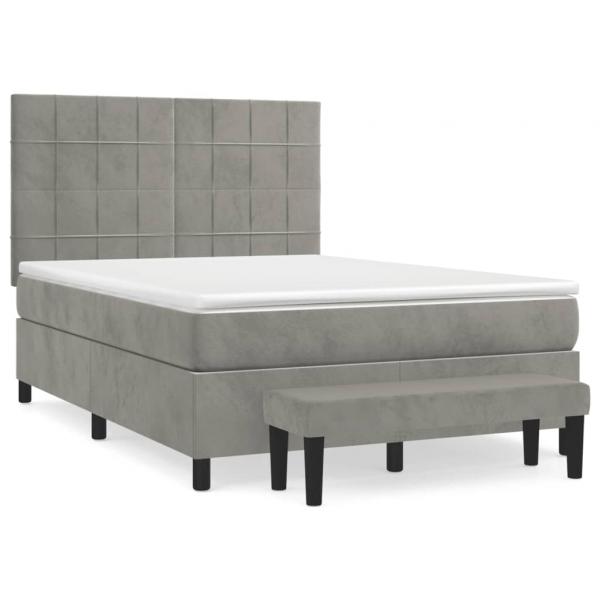 Boxspringbett mit Matratze Hellgrau 140x200 cm Samt