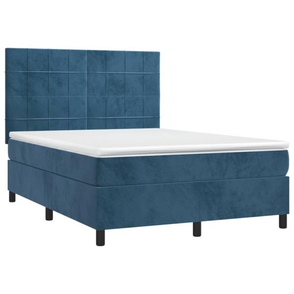 Boxspringbett mit Matratze Dunkelblau 140x190 cm Samt