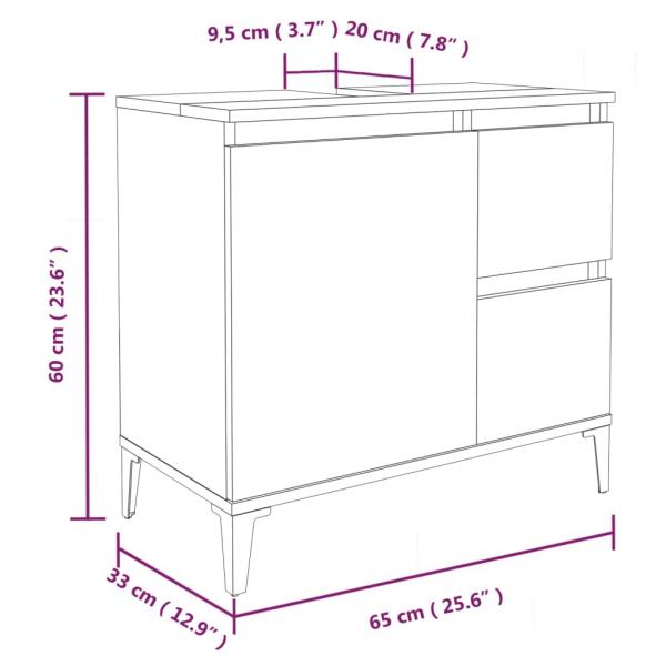 3-tlg. Badmöbel-Set Betongrau Holzwerkstoff