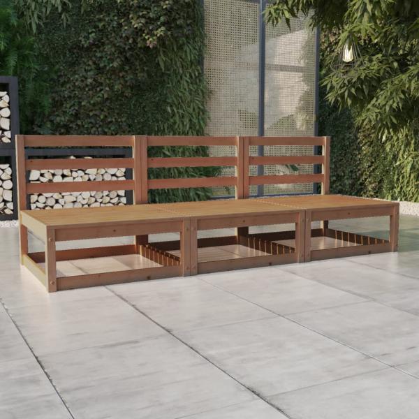 ARDEBO.de - Outdoor-Sofa 3-Sitzer Honigbraun Massivholz Kiefer