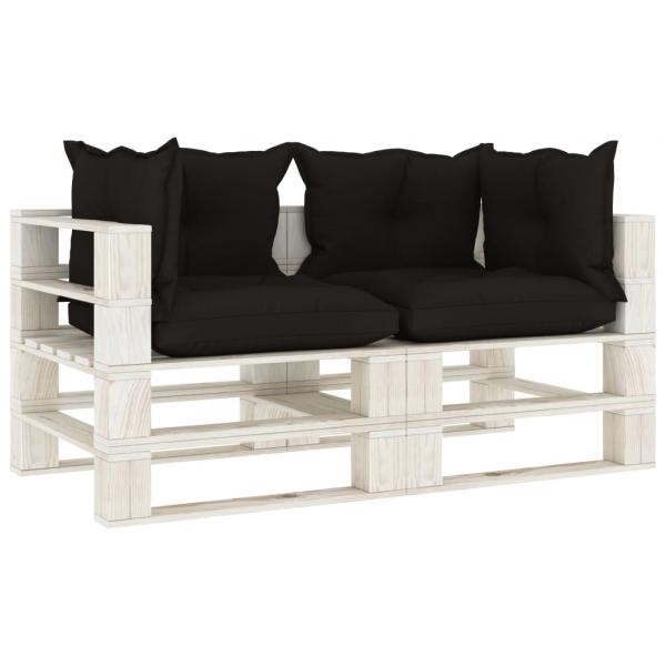 ARDEBO.de - Garten-Palettensofa 2-Sitzer mit schwarzen Kissen Holz