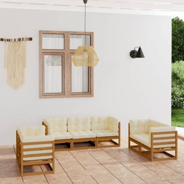 ARDEBO.de - 7-tlg. Garten-Lounge-Set mit Kissen Kiefer Massivholz