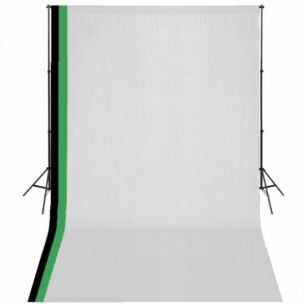 ARDEBO.de - Fotostudio Set 3 Baumwolle-Hintergründe Rahmen verstellbar 3x5m