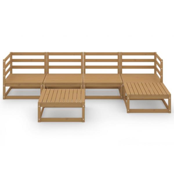 6-tlg. Garten-Lounge-Set Honigbraun Massivholz Kiefer