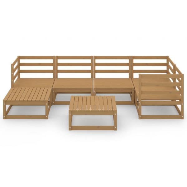 7-tlg. Garten-Lounge-Set Honigbraun Massivholz Kiefer