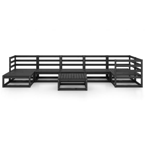 8-tlg. Garten-Lounge-Set Schwarz Massivholz Kiefer