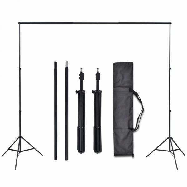 Fotostudio Set 3 Baumwolle-Hintergründe Rahmen verstellbar 3x6m