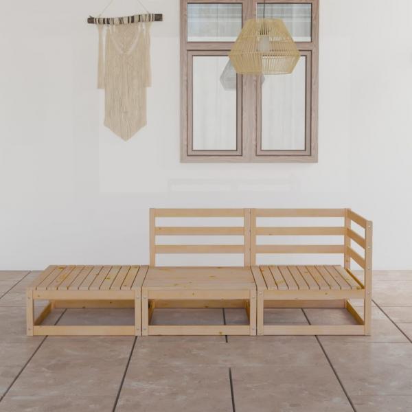 ARDEBO.de - 3-tlg. Garten-Lounge-Set Massivholz Kiefer