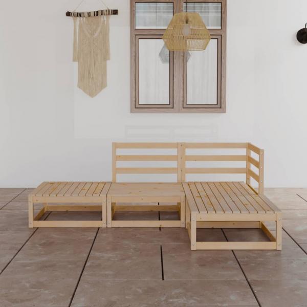 ARDEBO.de - 4-tlg. Garten-Lounge-Set Massivholz Kiefer