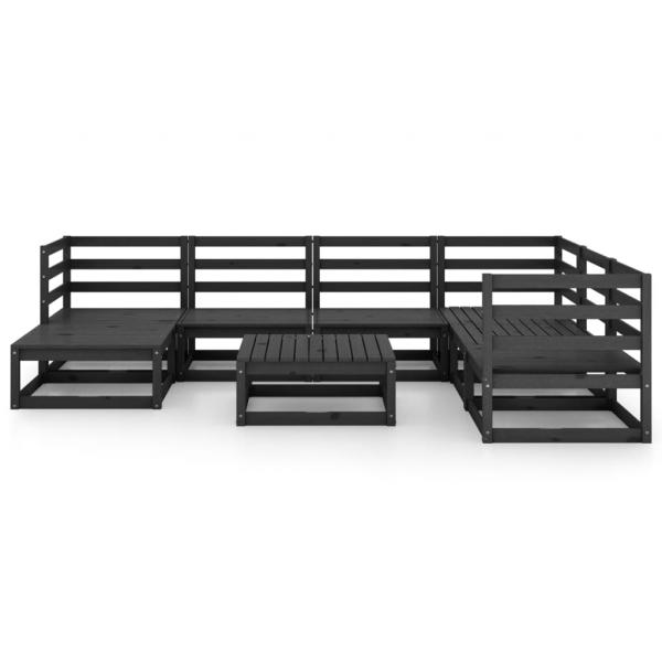 8-tlg. Garten-Lounge-Set Schwarz Massivholz Kiefer