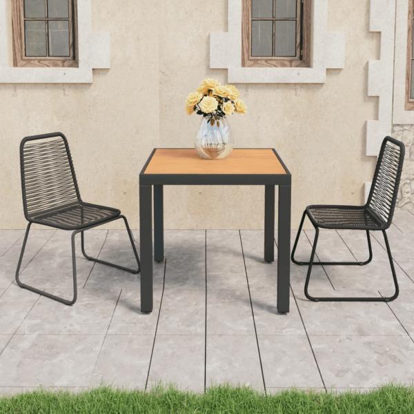 ARDEBO.de - 3-tlg. Garten-Essgruppe PVC Rattan Schwarz und Braun