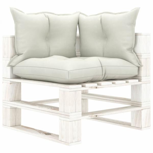 Garten-Palettensofa 2-Sitzer mit Kissen in Beige Holz