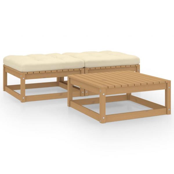 ARDEBO.de - 3-tlg. Garten-Lounge-Set mit Kissen Massivholz Kiefer