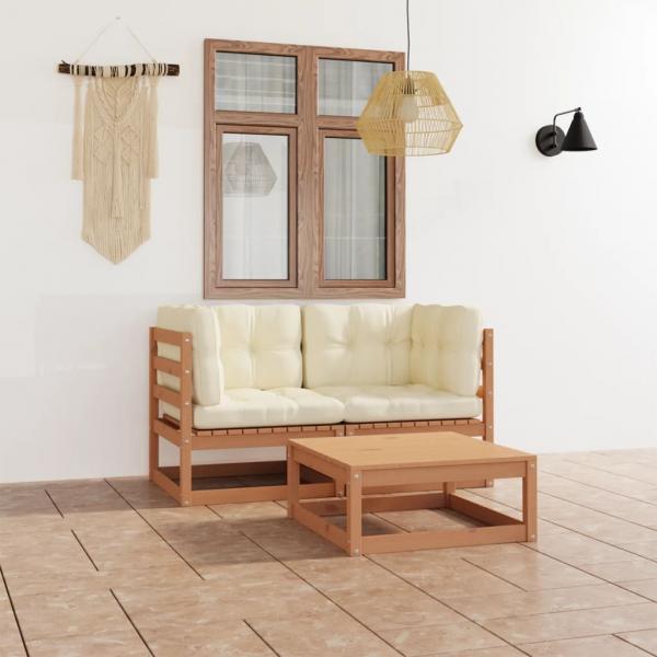 ARDEBO.de - 3-tlg. Garten-Lounge-Set mit Kissen Kiefer Massivholz