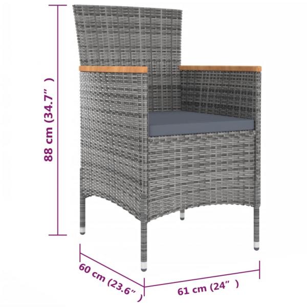 11-tlg. Garten-Essgruppe mit Kissen Poly Rattan Schwarz & Grau