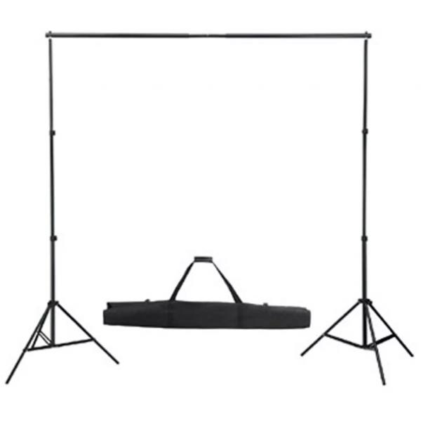 Fotostudio-Set mit Schwarzem Hintergrund 600×300 & Leuchten 