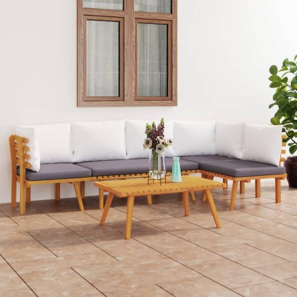 ARDEBO.de - 5-tlg. Garten-Lounge-Set mit Kissen Massivholz Akazie