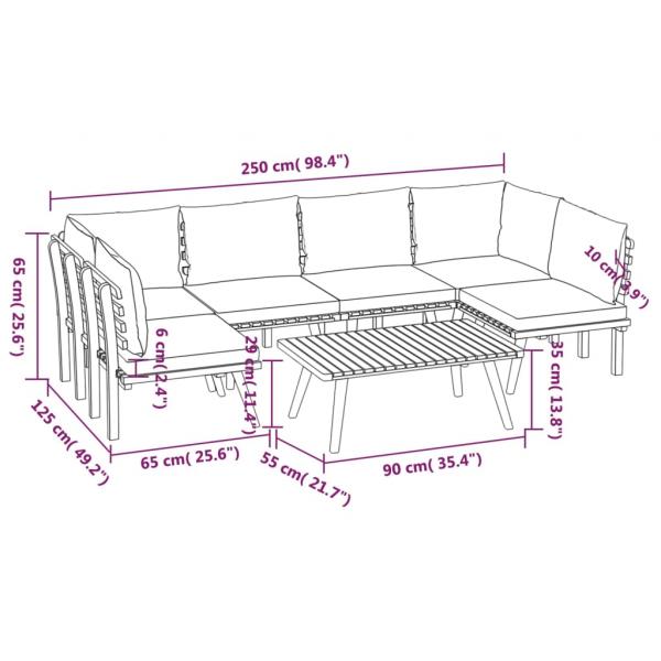 7-tlg. Garten-Lounge-Set mit Kissen Massivholz Akazie