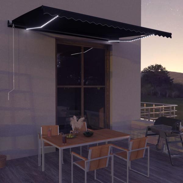 ARDEBO.de - Einziehbare Markise mit Windsensor & LED 600x300cm Anthrazit